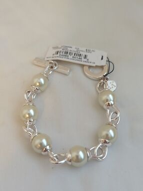 Michael Kors Silver Chain Bracelet with Pearl Beads - Ivory Pearls
